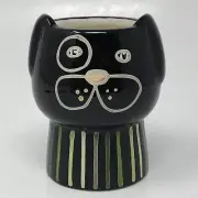 Dog Succulent Planter Black Whimsical Vase Pencil Holder New Threshold Mini 4"