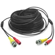 20M CCTV Camera DVR Video Power Surveillance BNC RCA 60ft Cable Monitor Cord BK
