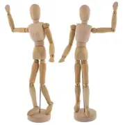 US Art Supply 12" Male Manikin Set of 2 Wooden Art Mannequin Figure