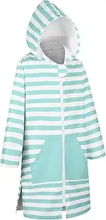 [MissShorthair] Kids' Hooded Towel Poncho with Zipper Beach Cover-Up with Pocket Swim Towel Robe for Boys & Girls