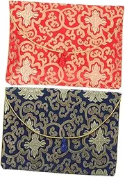 DOITOOL 2Pcs Embroidered Buddhist Scriptures Storage Pouch Decorative Bags for Scriptures and Sundries Elegant Chinese Style Portable with Knot Closure for and Personal Use