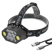 LED Headlight Torch COB Camping hiking lamp Head Light Rechargeable 18650 USB