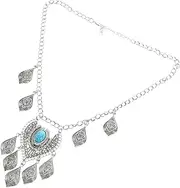 [VINTORKY] Turquoise Forehead Chain Ornament Containers Appetizer Decoration Unique Decor Old-fashioned Doorbell Fruit Decoration Rhinestone Headwear Retro Lamps Bridal Headwear Silver Metal