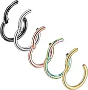 VANZACK Stylish Nose Rings 5pcs Nose Hoops Stainless Steel Body Piercing Jewelry