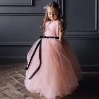在飛比找蝦皮商城精選優惠-訂制 女童粉色公主裙 音樂會鋼琴小提琴演出服 兒童主持人走秀