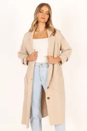 [PUP97] Ivy Button Front Coatigan - Oatmeal S/M Beige