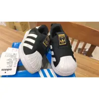 在飛比找蝦皮購物優惠-二手adidas superstar 360 童鞋 黑色金標