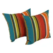Blazing Needles Outdoor Throw Pillows Set of 2 17In Westport Teal