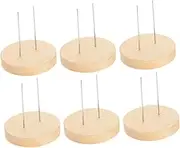 HEALEEP 6pcs Wooden Doll Display Stand Natural Base for Crochet Dolls for Desktop Showcasing Safe and Practical Rack for Figures
