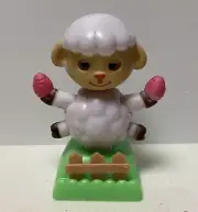 New Solar Powered Dancing Toy Bobble Head EASTER Sheep Holding Eggs With Fence