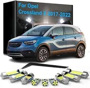 17pcs Car LED interior Lights, For Opel Crossland X 2017 2018 2019 2020 2021 2022 Dome Trunk Foot Door License plate Lamps