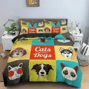 a224 Bed Sheets Cartoon Animals Duvet Cover Dogs Pattern Bedding Set Girls Boys Duvet Cover Pillowcase Bed boys3-Piece Bedding Set (1 Duvet Cover