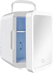 Makeup Fridge Portable Small Refrigerator Facial Mask Refrigerator 4L Mini Car Refrigerator with Dimmable LED Light Mirror for Bedroom, Car, Office & Dorm, Cooler & Warmer