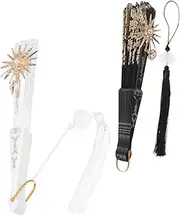 [WOFASHPURET] Classic Chinese Handmade Lace Fan Folding Fan for Wedding Vintage Hand Fan Set