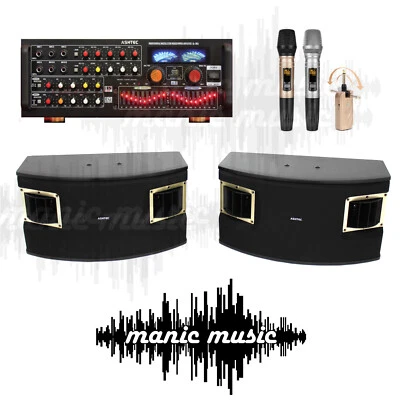 ASHTEC 1200w Bluetooth Mixer Amplifier Speakers Cordless Microphone Karaoke DJ