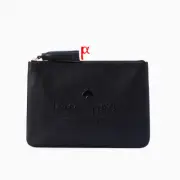 Kate Spade New York Sienne Logo Tassel Large Black Leather Clutch Pouch Bag