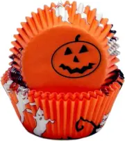 Paper Patterned Cupcake Liners, 50 Count, Orange/Black/White