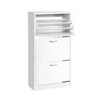 Artiss Shoe Rack Cabinet 3 Tiers Wooden Organiser Storage Shelf White