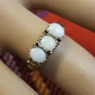 9 ct GOLD new victorian style opal & garnet ring