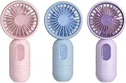 VanSmaGo 3Packs Portable Handheld Mini Fan, USB Rechargeable Personal Fan, Battery Operated Small neck Fan with 3 Speeds for Travel/camping/Outdoor/Home/Office (Pink+Blue+Purple)