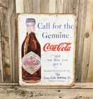 Coca-Cola Coke Call for the Genuine Bottle Bottling Co White Metal Tin Sign