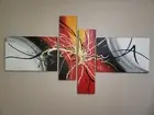 Modern Contemporary Abstract Hand Painted Oil on Canvas 4-Piece Wall Art