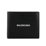 BALENCIAGA 經典LOGO牛皮8卡對開短夾(黑) 594549 1IZI3 1090