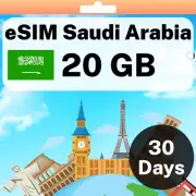 eSIM Saudi Arabia - 20 GB - 30 Days - Travel eSIM | QR code activation