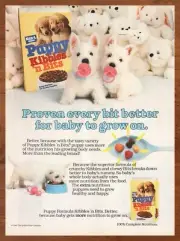 1987 Puppy Kibbles n' Bits Dog Food Vintage Print Ad/Poster Retro 80s Pets Art