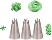 1M Piping Nozzle Set,3 Pcs Icing Nozzles 1M,Seamless Open Star Tip,1M for Cake D