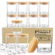 SUPMIND 12 Pack Glass Candle Jars-10oz Clear Empty Candle Jars with Bamboo Li...