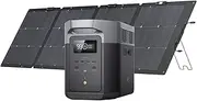EF ECOFLOW Portable Power Station DELTA 2 Max 2048Wh With 220W Solar Panel 2400W LFP Solar Generator, Full Charge in 1 Hr, Solar Powered Generator for Home Backup/Camping/RVs