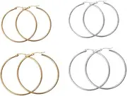 [COLLBATH] Titanium Steel Earrings Women 4 Pairs Simple Round Jewelry Earrings for Occasions