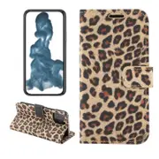 For iPhone 14 Plus Case, Leopard Print PU Leather Wallet Cover, Yellow