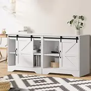 Oikiture 2X Buffet Sideboard Cabinet Storage Cupboard Hallway Pantry Table White