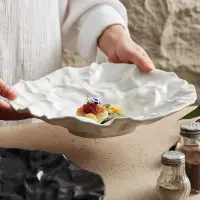 在飛比找樂天市場購物網優惠-創意餐盤 西餐餐盤沙拉碗陶瓷碗褶皺盤子簡約餐具高端餐具網紅餐