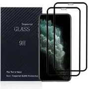 (2 Pack) Apple iPhone 11 Pro Screen Protector Full Coverage Tempered Glass Case Friendly Screen Protector - Black