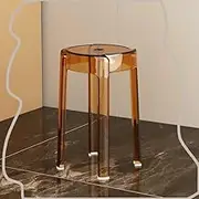 Transparent Acrylic Stool, Stackable Round Stool, Portable Backless Plastic Stool, Stack Dresser Seats, Stylish Furniture No Assembly(Amber,4Pack)