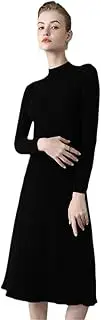 [Zozogag] Autumn Winter High Elastic 100% Solid Cashmere Sweater Dress Warm Basic Knit Pullovers Women Slim Dress Female Casual Dresses