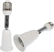 E-Simpo 2pcs E27 to E27/E26 Medium Edison Screw Light Socket Extension 360D Adjustable 180D Bendable Lamp Holder CFL LED Bulb Base Converter LED Bulb Extender Adapter