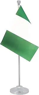 Rotenl Nigeria Desk Flag, Nigerian Table Office Flag with Metal Pole and Stand Base, International Country Flags, Festival Event Celebration, Classroom Meeting Desktop Decor (Nigeria)