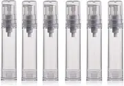 12PCS 10ML / 0.34oz Transparent Small Ounce Empty PS Plastic Airless Vacuum Pump Press Bottle Jar Pot Vial Container For Cosmetic Makeup Serums Cream Lotion Travel Toiletries Liquid Toner Sample