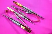 GERMAN 5 Castroviejo Micro Scissors Needle Holder STR+ CVD Forceps Dental EYE