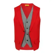 Oliver George Men's Layered Formal Solid Formal Tuxedo Dress Vest Medium Red