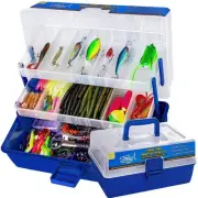 448-Pcs Fishing Lures Kit – Complete 3-Layer Tackle Box Set with Hooks, Weigh...