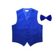 New Formal Men paisley Tuxedo Vest Waistcoat_Bowtie Royal blue wedding prom