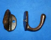 Decorative Cast Iron Utility Hooks 1" x 1 1/2", Rustic Brown, Volume Priced H-63