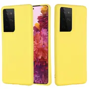For Samsung Galaxy S21 Ultra Case, Solid Color Liquid Silicone Shockproof Full Coverage Cover, Yellow