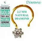 Diwani 2.2mm Natural Si Diamond Solitaire Engagement Nose Pin Stud Piercing Ring