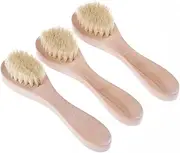 Face Cleansing Brush for Facial Exfoliation, Natural Bristles Brush For Dry Brushing - Set of 3 Pack Wooden Handle Skin Cleaning Scrubbers for Men and Women